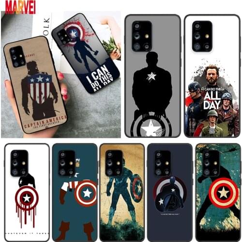 Captain America Art For Samsung A72 A52 A02 S A32 A12 A42 A51 A91 A81 A71 A41 A31 A21 S A11 A01 UW Black Phone Case Cover