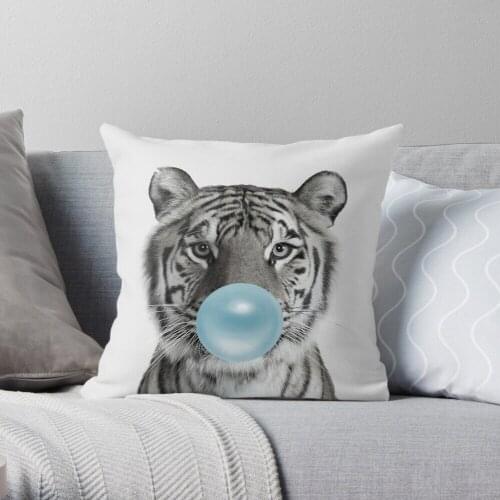Tiger Bubblegum Throw Pillow