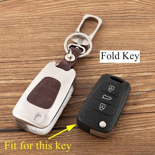 Alloy Key Holder Shell Box Case Bag Pack Ring Chain Cover Parts Fit For Hyundai I20 I30 IX35 Accessories 3 Buttons Keyfob