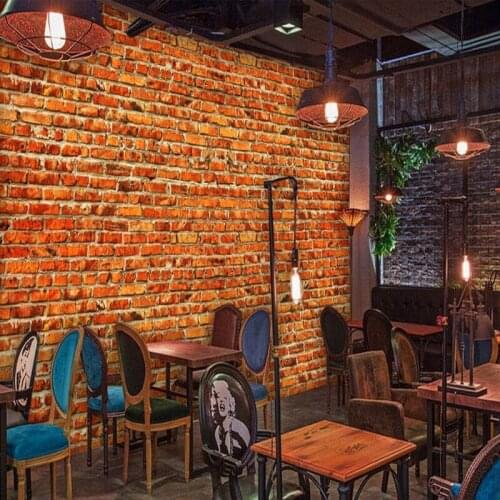 Photo wallpaper European fashion mural red brick wall wallpaper bar coffee shop background wall restaurant bathroom wallpaper