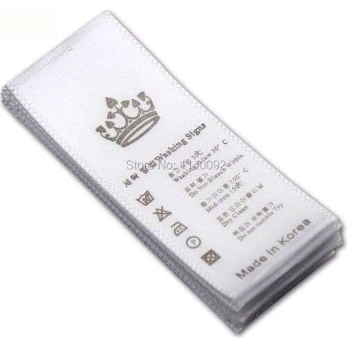Custom satin silk label printing/care labels with cut/clothing printed tags/garment woven label/collar label 1000 pcs a lot