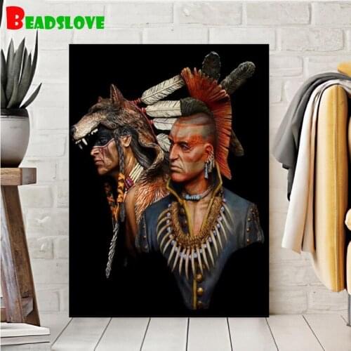 Indian man diy diamond painting full square round diamond embroidery drill mosaic cross stitch diamond art living room decor