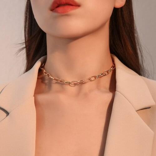Fashion Thick Chain Necklace Female Personality Wild Punk Style Short Simple Clavicle Chain Kpop Chain Women Jewelry