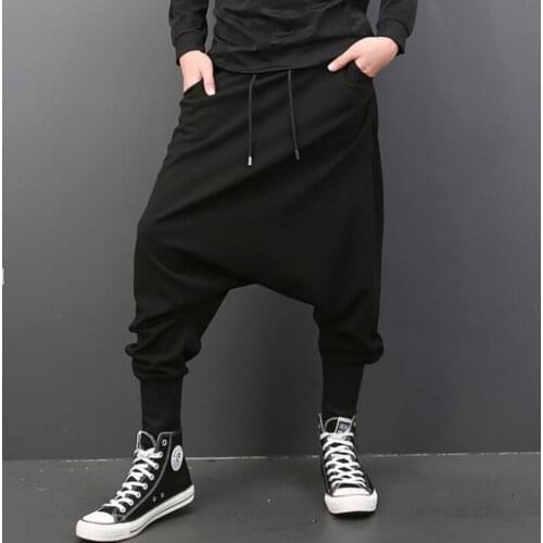 Youth personality fashion low crotch pants mens feet trousers pantalones hombre cargo loose harem pants for men pantalon homme