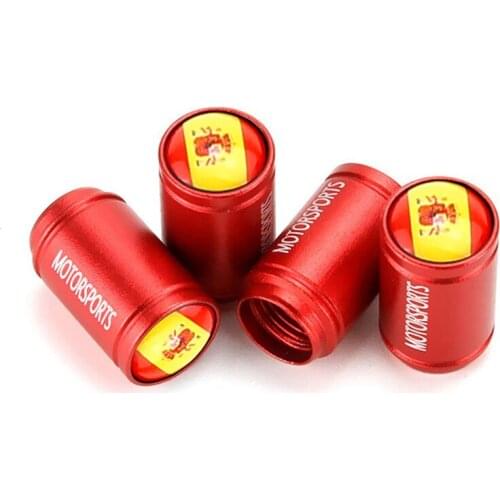 Motosports Car Tire Valve Caps Spain Flag Logo Cap For Ford Accessories Auto Wheel Tyre Air Valve Stem Cover Universal Protector