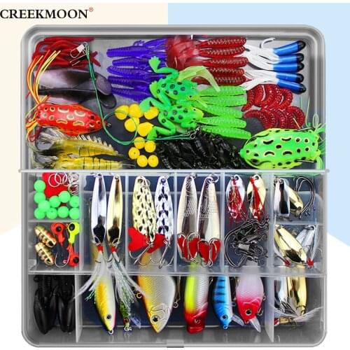 140pcs Lure Kit Set Spinner VIB Soft Hard Lures Spoon Crank Baits Fishing Hooks Fishing Tools Tackle Box Mixed Accessories Set
