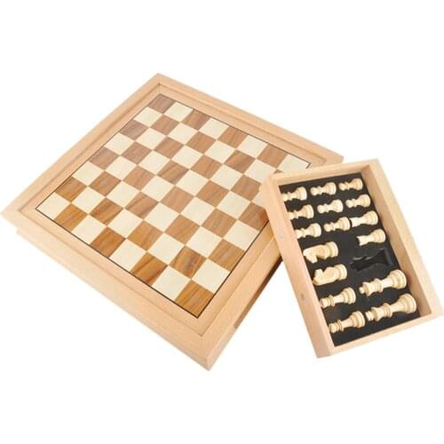 32cmx32cm Magnetic Wooden Chess Set Walnut with Storage Drawer Portable Top Quality Board Game for Kids Toy Puzzle