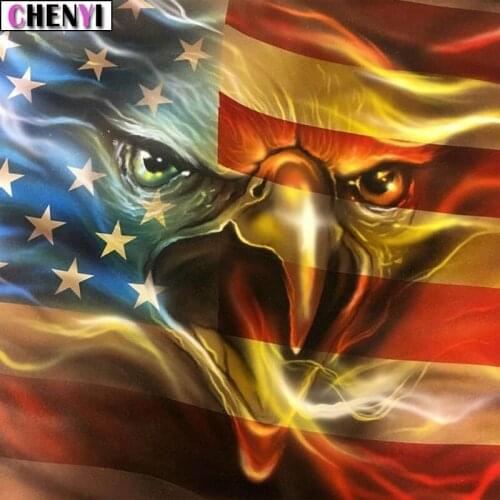 CHENYI 5D Full Square Diamond Painting Owl Cross Stitch National Flag Wall Sticker Diy Diamond Embroidery Home Decoration Gift