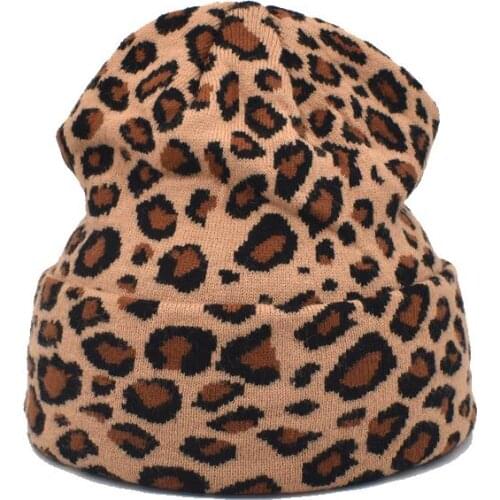 New Vintage Leopard Autumn Winter Causal Hip Hop Beanie Tide Korean Version Keep Warm Knitted Hat Adult Cap
