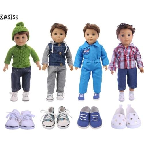 Doll Clothes 4 Styles 2 Pcs+Coat/Sweater+Jeans/Pants Spacesuit For 18 Inch American&43 Cm Born Logan Boy Doll Our Generation Toy