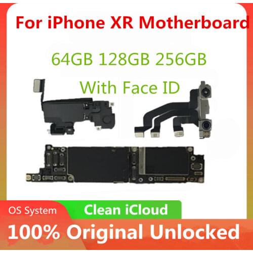 Free iCloud Unlocked Motherboard With / No Face ID For IPhone XR Mainboard Support IOS Update Logic Board 4G Lte Net Full Chips