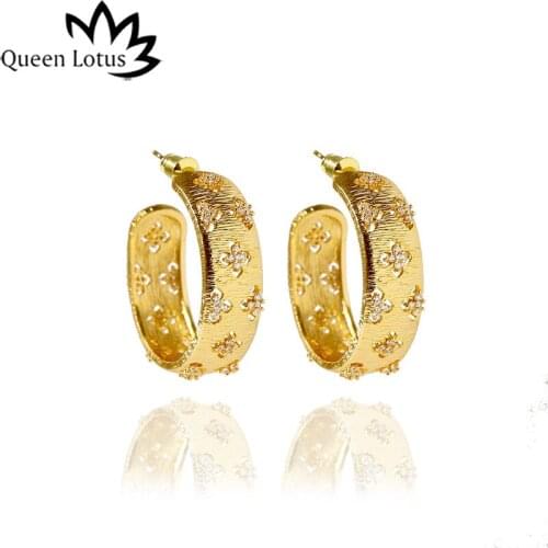 Queen Lotus High Quality New Vintage GoldEarrings For Women Personality Drop Earrings Designer Fashion Jewelry Hyperbole Earring