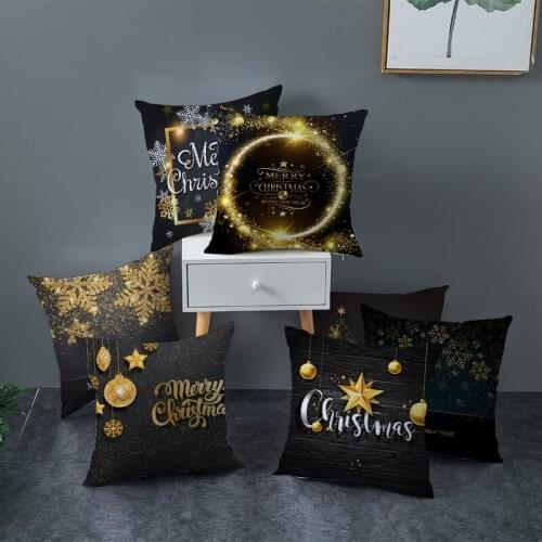 Christmas Decorative Elk Pillowcases Polyester Peach Skin Merry Christmas Santa Claus Throw Pillow Case Cover 45cmx45cm