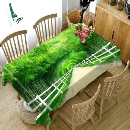 Customizable 3D Tablecloth Bamboo Flower Sea Pattern Washable Cloth Thicken Rectangular and Round Table Cloth for Wedding