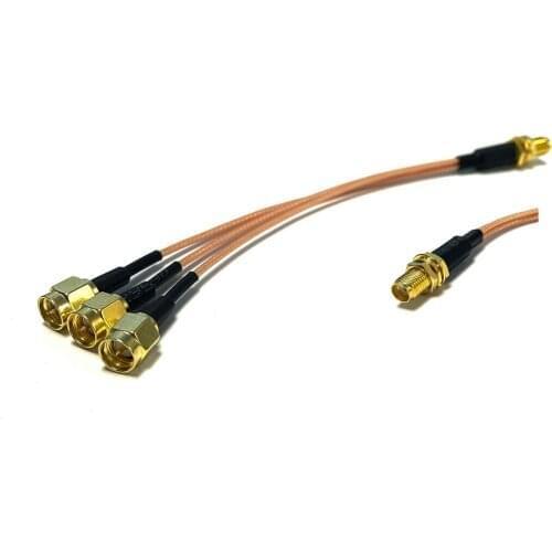 SMA Female Nut To 3X SMA Male Plug Splitter Combiner Pigtail Cable RG178 15CM 6" For Wifi Router