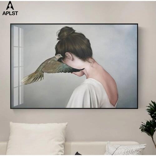 Beautiful Sad Woman Girl Modern Posters and Prints Wall Art Mural Canvas Painting Home Decor Pictures For Living Room Bedroom