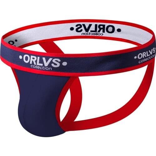 ORLVS Plus size Mens sexy thongs Contrast Color cotton sport briefs g-string lingerie penis Seamless underwear gay panties XXL