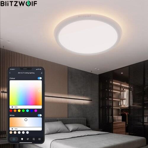 BlitzWolf BW-CLT1 LED Smart Ceiling Light with Main Light and RGB Atmosphere Light 2700-6500K Adjustable Temperature APP Remote