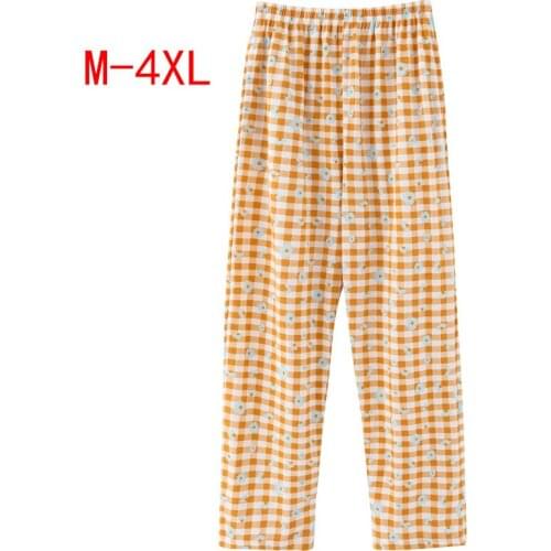 Womens Lounge Pants Plaid Daisy Pajama Pants Sleepwear Loose Elastic Waist Cotton Soft Casual Pajama Bottoms with Pockets M-4XL