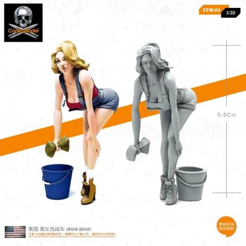 1/35 Resin Figure kits American Beauty Washing Vehicle Resin Soldier Colorless And Self-assembled YFM-05