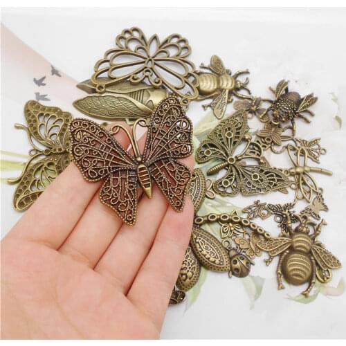 10pcs Mix Anima Charms Butterfly Pendant Bohemia Jewelry Making Antique Bronze Plated Zinc Alloy Vintage Charms Mixed Pendant