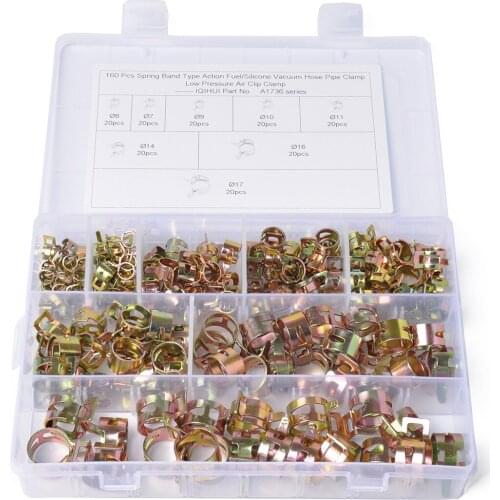 160 Pieces of 8 Specifications of Automobile Water Pipes/160 Pieces of Boxed Oil Pipe Hose Clamps