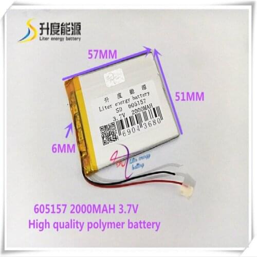 3.7V 2000mAH 605157 Polymer lithium ion / Li-ion battery for MOBILE BANK tablet pc GPS e-book speaker MP4 DVR