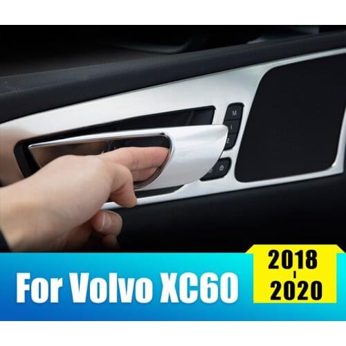 4pcs Stainless Steel Car Inner Door Handle Bowl Frame Cover Molding Trim Stickers For Volvo XC60 2018 2019 2020 Auto Accessories