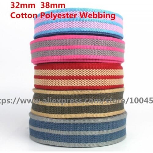5 Meter Colorful Thick Cotton Polyester Webbing Tape Bag Straps Belt Sling Seat belt webbing Very Strong 32mm 38mm