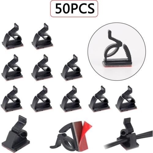 50pcs Self-adhesive Interior Accessories Auto Wire Fastener Data Cable Fixing Organizer Multifunction Car Fixed Clip