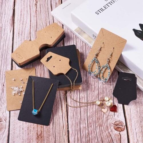 500pcs/Set Necklace Earrings Cardboard Display Cards with Plastic Ear Nuts Cellophane Bags for Packaging Jewelry Cards Hang Tags