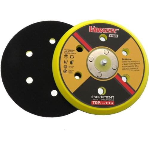 6Inch 150mm 6 Holes Hook and Loop Backup Sanding Pad 5/16"-24 Thread for Polishing Grinding