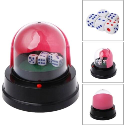Automatic Dice Roller Cup Battery Powered Pub Bar Party Game Play With 5 Dices