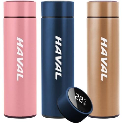 Car Logo Vacuum Flask For Great Wall Haval H6 H7 H2 500ml Temperature Display Stainless Steel Insulated Water Bottle Coffee Mug