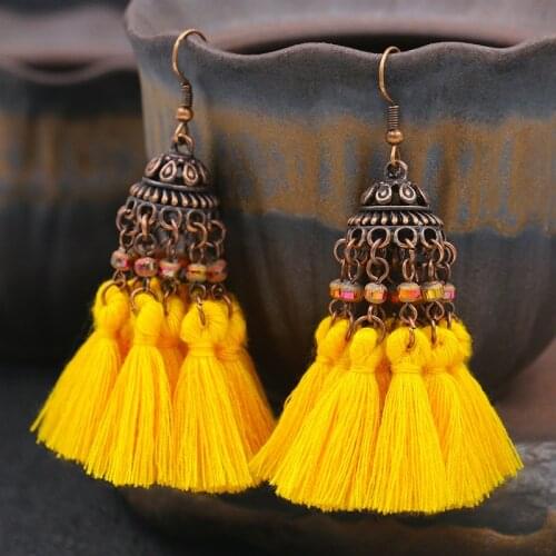 Bohemian Long Dangle Earrings for Women Fashion Vintage Round Fringed Tassel Earrings Boucles D Oreille Femme 2020 Boho Jewelry
