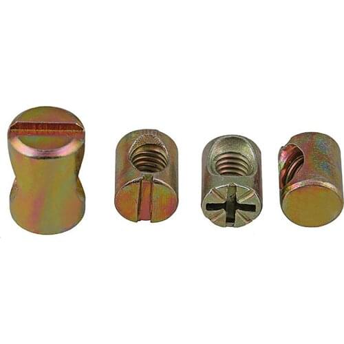 M6 M8 Slotted/ Phillips Barrel Nut Bolt Cross Dowel Slotted Hammer Embedded Nut For Beds Chairs Furniture Color Zinc Plating