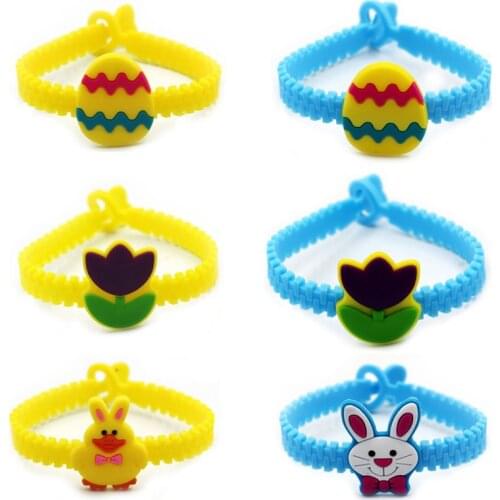 Lovely Easter Rabbit Rubber Bangle Cute Animal Bracelet Birthday Holiday Party Kids Children Girl Boys Wristband Gift Favor