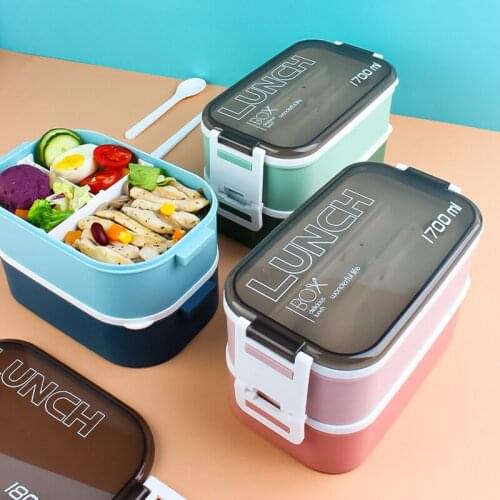 Double-layer lunch box for kids stainless steel thermos bento box japanese style snacks food box kitchen food storage containers