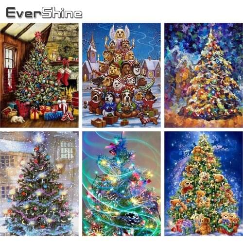 Evershine Diamond Painting Christmas Tree Full Square Drill Cross Stitch Diamond Embroidery Cartoon Winter Christmas Decoration