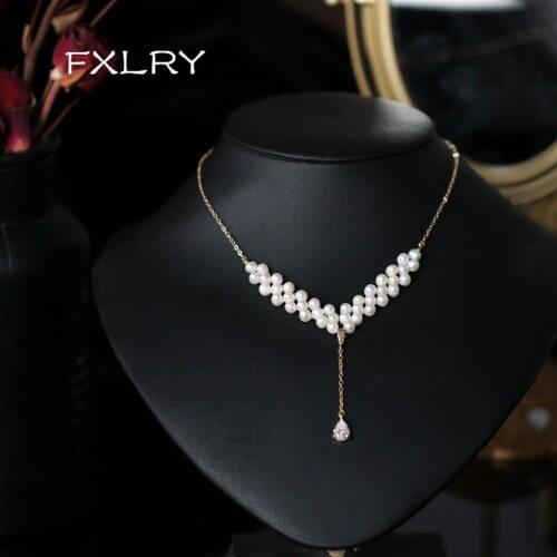 FXLRY Original Handmade Natural Freshwater Pearl Vintage Clavicle Chain Necklace For Women Jewelry