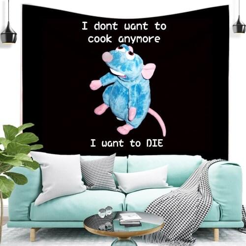 I Dont Want To Cook Anymore Tapestry Wall Bedroom I Dont Want To Die Wall Tapestry Cute Mouse Wall Decor Blanket Decoration Room