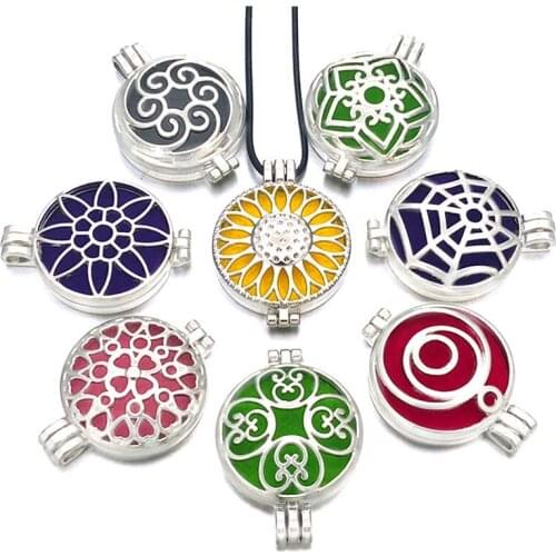 Hot Geometric 012 Aroma Diffuser Pendant 12mm 18mm Snap Button Open Perfume Essential Oil Locket Necklace Women Gift Jewelry