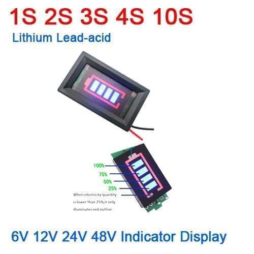 DYKB DC 6V 12V 24V 36V 48V Lithium Lead-acid Battery Capacity Indicator Meter Tester Display board 1S 2S 3S 4S 10S Power Level