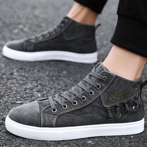 Men Casual Shoes Blue Canvas Sneakers Man Vulcanized Shoes Male High Top Sneakers Spring/autumn 2021