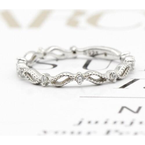 925 Sterling Silver Zircon Lucky 8 Word Geometric Twisted Shaped Finger Rings Wedding Ring Accessories Engagement Fine Jewelry