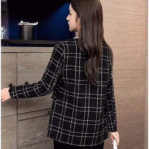 Jackets Women Hot Sale Loose Korean Round Neck Casual Tweed Coat Women Outerwear Coats Za Suit Cropped Stripeed