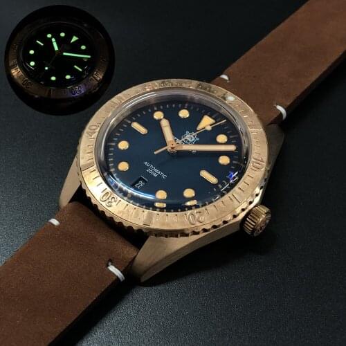 Men diving watch,STEELDIVE bronze luxury men sport watches 200m waterproof mechanical wristwatch sapphire Switzerland luminous