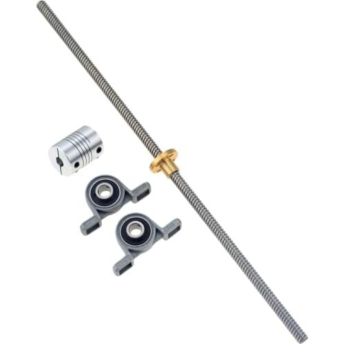 3D Printer CNC T8-400mm Lead Screw Set KP08 Shaft Coupling Thread 8mm T8 Lead8mm Length100mm200mm300mm450mm500mm600mm THSL Rods