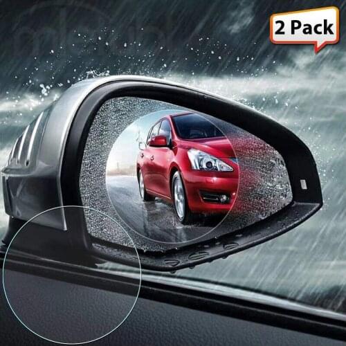 Car Rearview Mirror Rainproof Film, 2 Pack Waterproof Rainproof Rear View Mirror Window Clear Protective Film Anti Fog