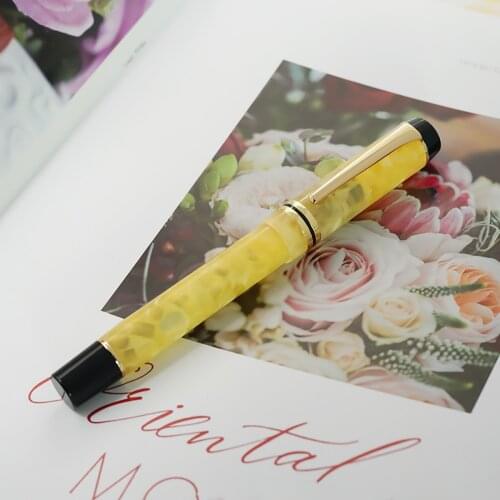 NEW Kaigelu 316 Celluloid Yellow Fountain Pen, Beautiful Marble Patterns Iridium EF/F/M Nib Pen Writing Gift for Office Business